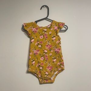 Yellow, floral onesie